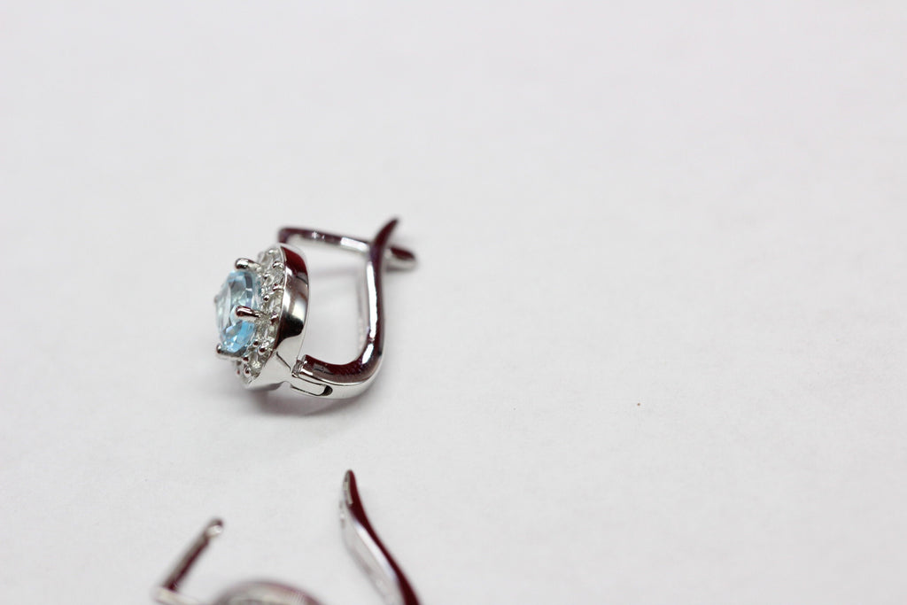 Edle 1,6 Carat Blautopas weisstopas Ohrring 925 Silber Ohrschmuck Top Edel