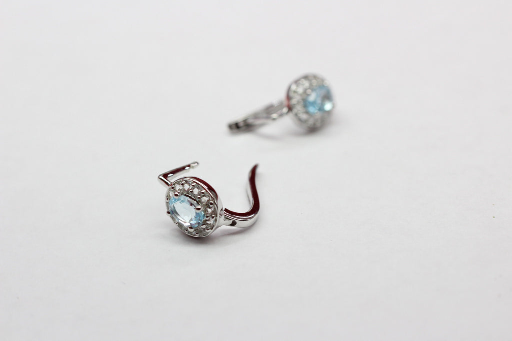 Edle 1,6 Carat Blautopas weisstopas Ohrring 925 Silber Ohrschmuck Top Edel