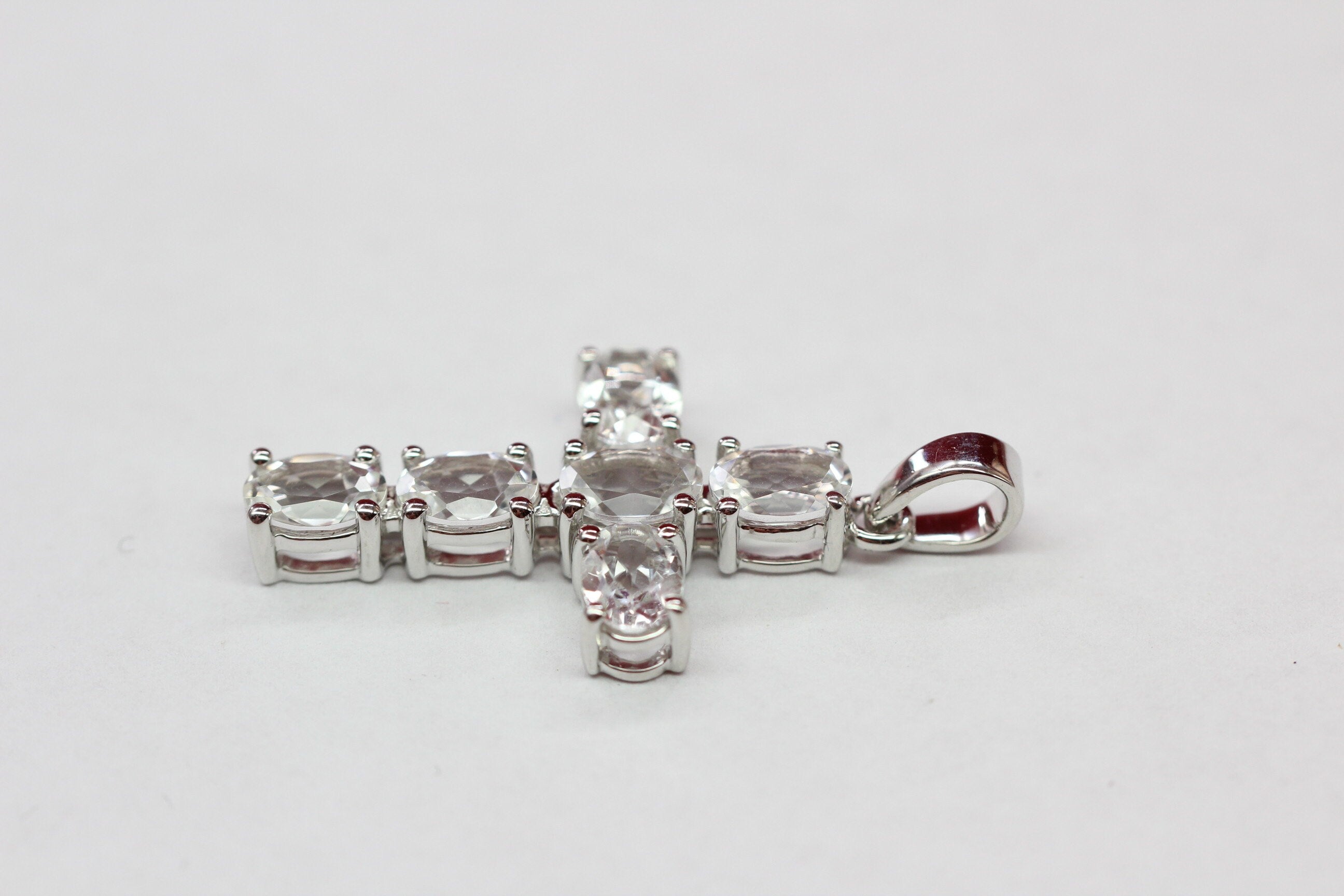 Edler 4,56 Carat weisstopas Kreuzanhanger 925 Silber weisster Topas Collier Kette
