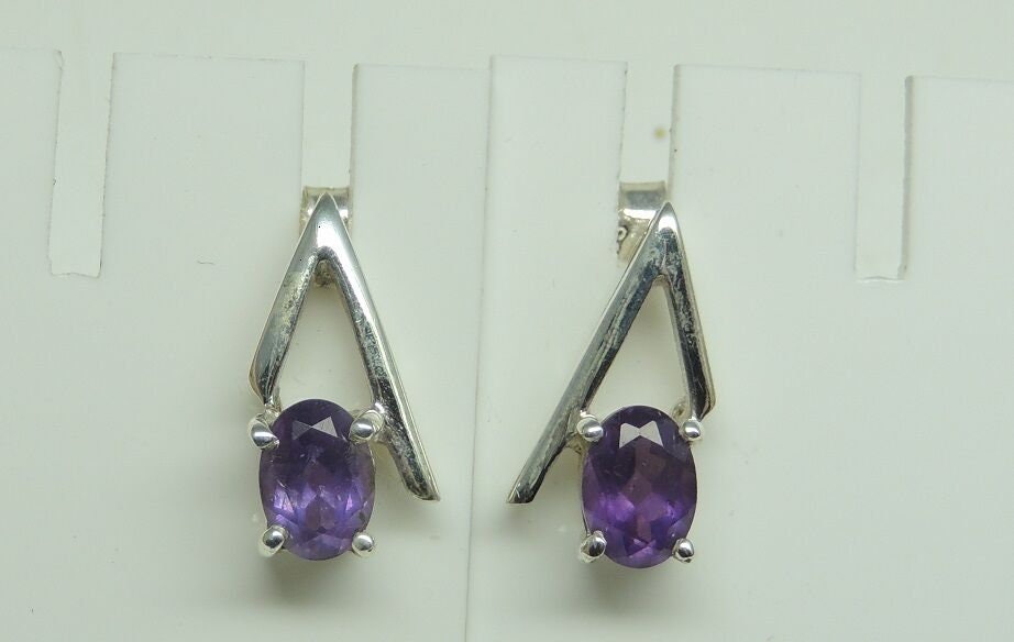 1,78 Carat funkelnde Amethyst Designer Ohrstecker, Ohrring, 925 Silber