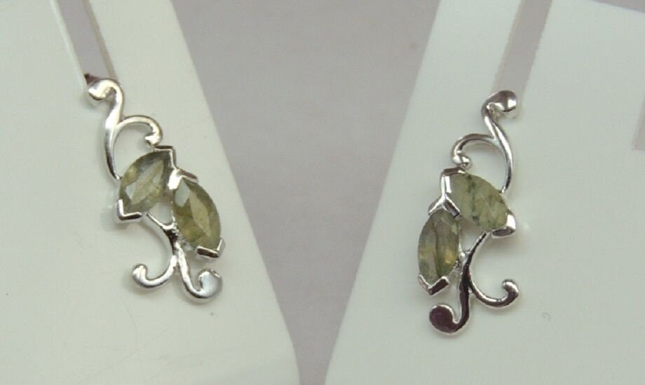 Edle 1,3 Carat irrisierende Labradorit Ohrstecker 925 Silber Ohrschmuck Ohrring