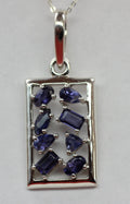 Edler 1,12 Carat Iolith Anhanger 925 Silber Collier Kette Wassersaphir Luchssaphir