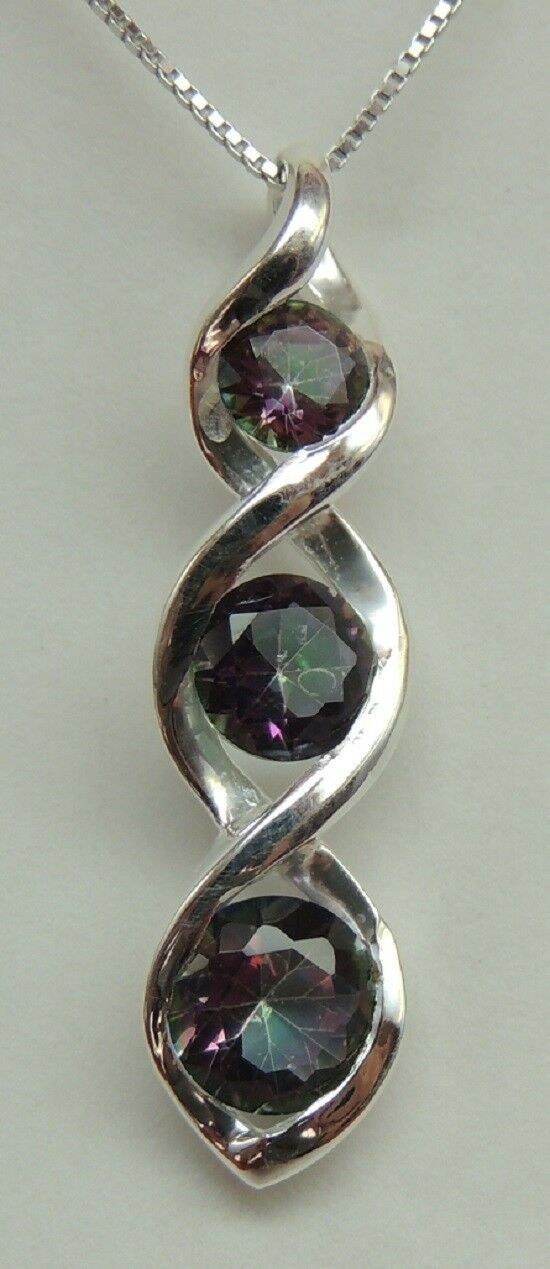 Edler 2,42 Carat funkelnder Mystiktopas Anhanger 925 Silber Topas Collier Kette