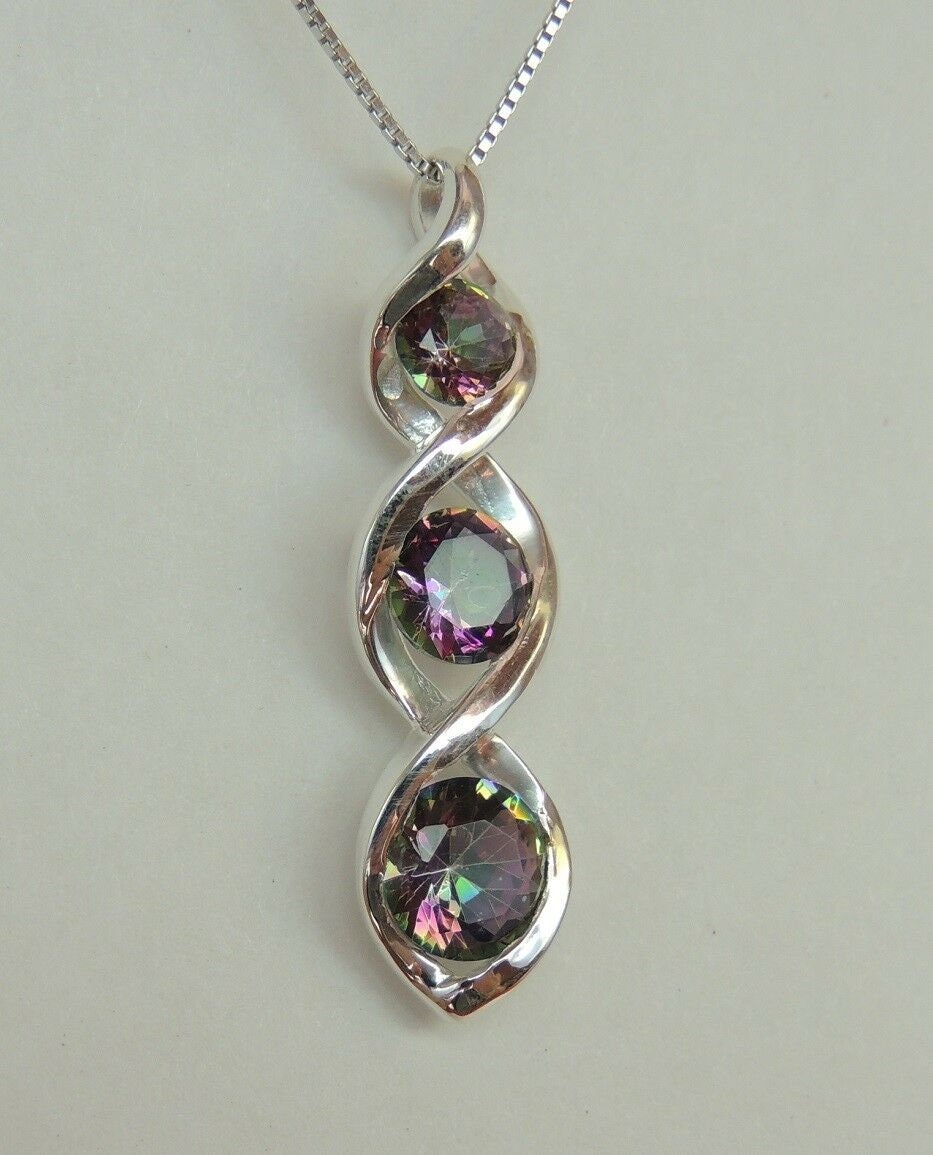 Edler 2,42 Carat funkelnder Mystiktopas Anhanger 925 Silber Topas Collier Kette