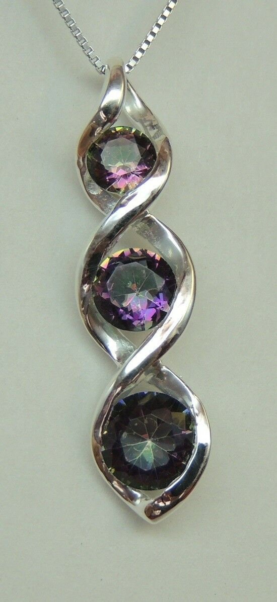 Edler 2,42 Carat funkelnder Mystiktopas Anhanger 925 Silber Topas Collier Kette