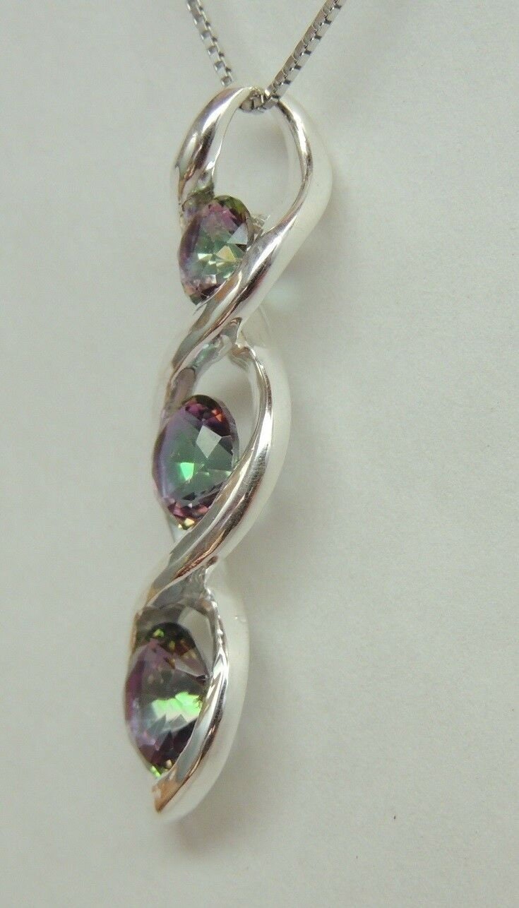 Edler 2,42 Carat funkelnder Mystiktopas Anhanger 925 Silber Topas Collier Kette