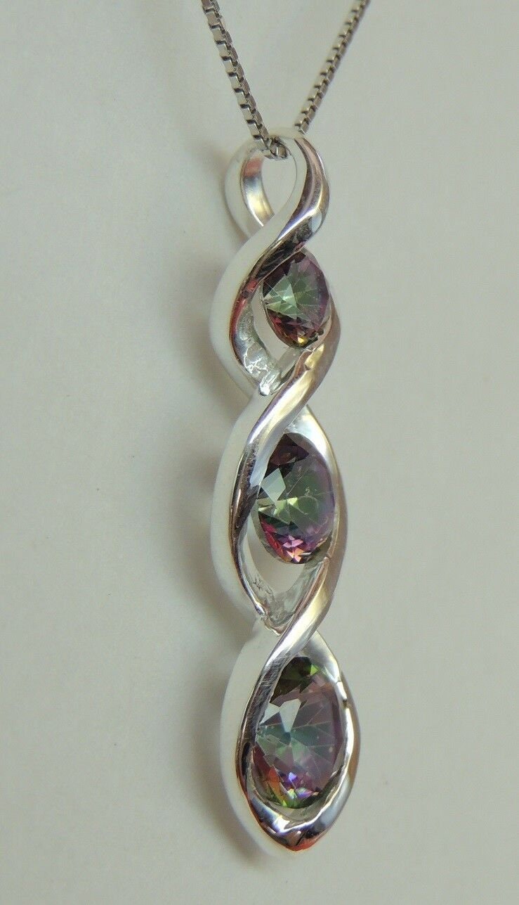 Edler 2,42 Carat funkelnder Mystiktopas Anhanger 925 Silber Topas Collier Kette