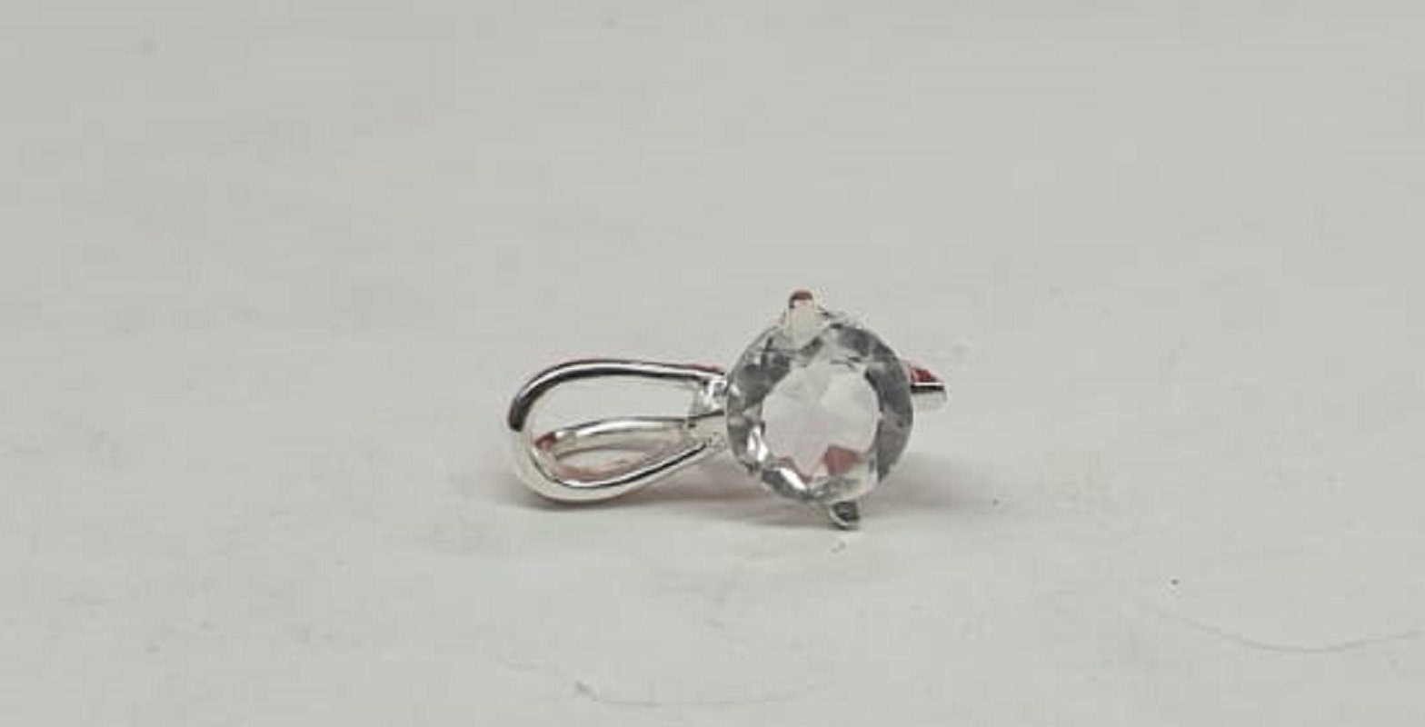 Edler 0,47 Carat weisstopast Anhanger 925 Silber Kette Collier weisser Topas