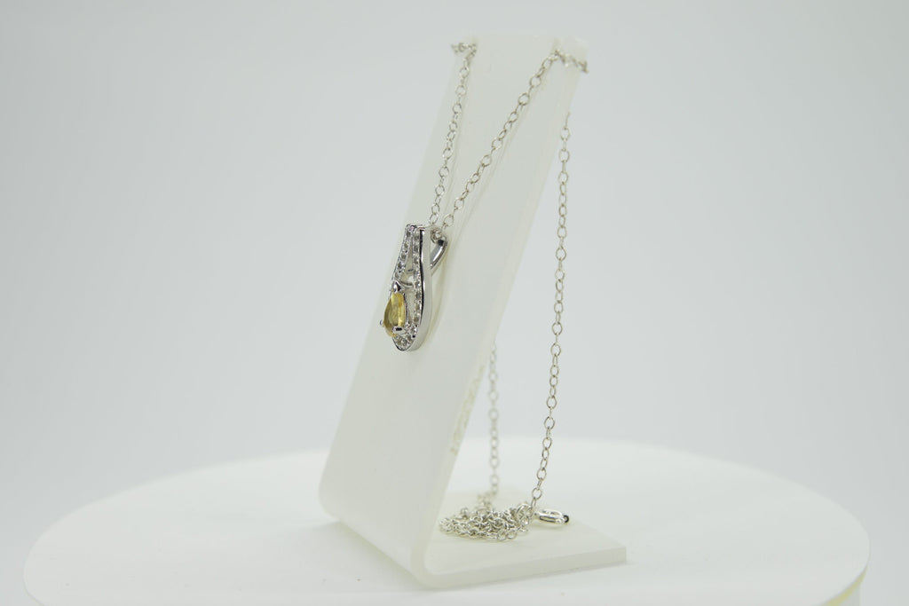 0,65 Carat Citrin  Anhanger 925 Silber weisstopas 925 Silber Collier Kette