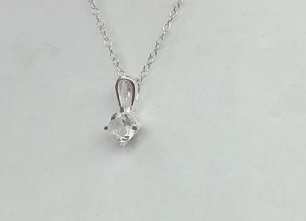 Edler 0,47 Carat weisstopast Anhanger 925 Silber Kette Collier weisser Topas