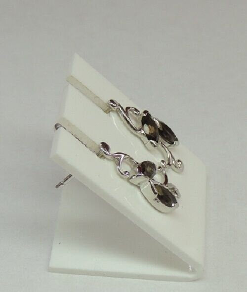 Edle florale 1,3 Carat Rauchtopas Ohrstecker 925 Silber Rauchquarz Ohrschmuck