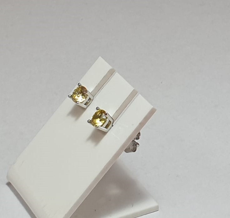 Edle Zirkonia Ohrstecker in gelb 925  Silber 4 mm Top  Ohrstecker