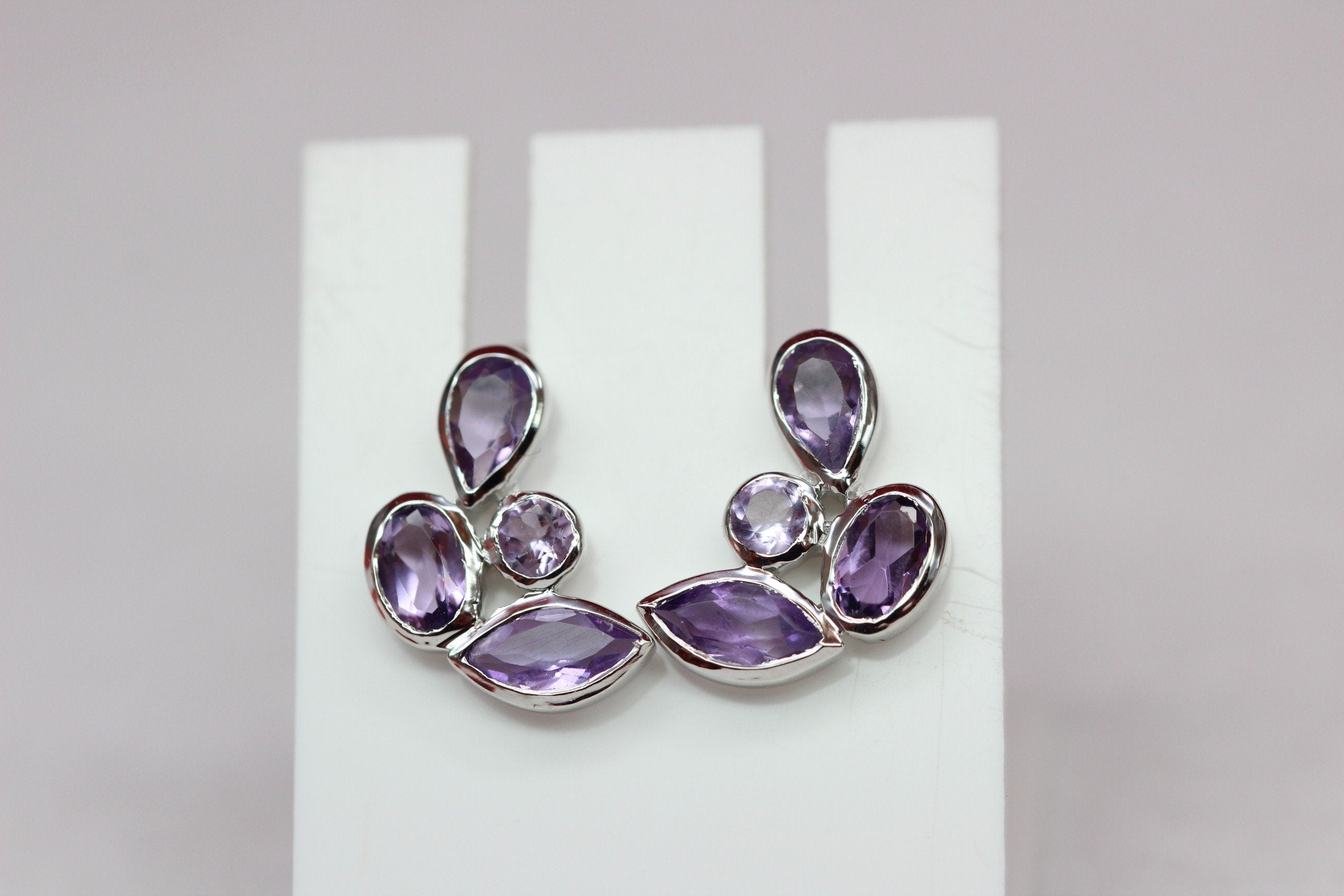 Edle 1,68 Carat Amethyst Ohrstecker romantik pur 925 Silber Ohrschmuck Top