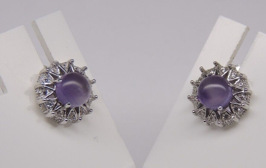 1,36 Carat Amethyst Ohrstecker 925 Silber Zirkonia Top EDEL