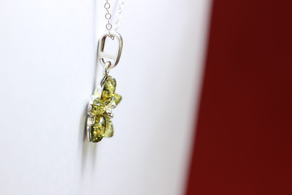 Edler Bernstein Blumen Anhanger 925  Silber Collier Kette BGernstein aus Letland