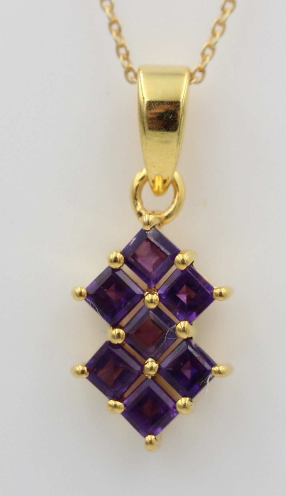 Edler 1,9 Amethyst Anhänger 925 Silber Collier Kette violetter Edelstein verg.