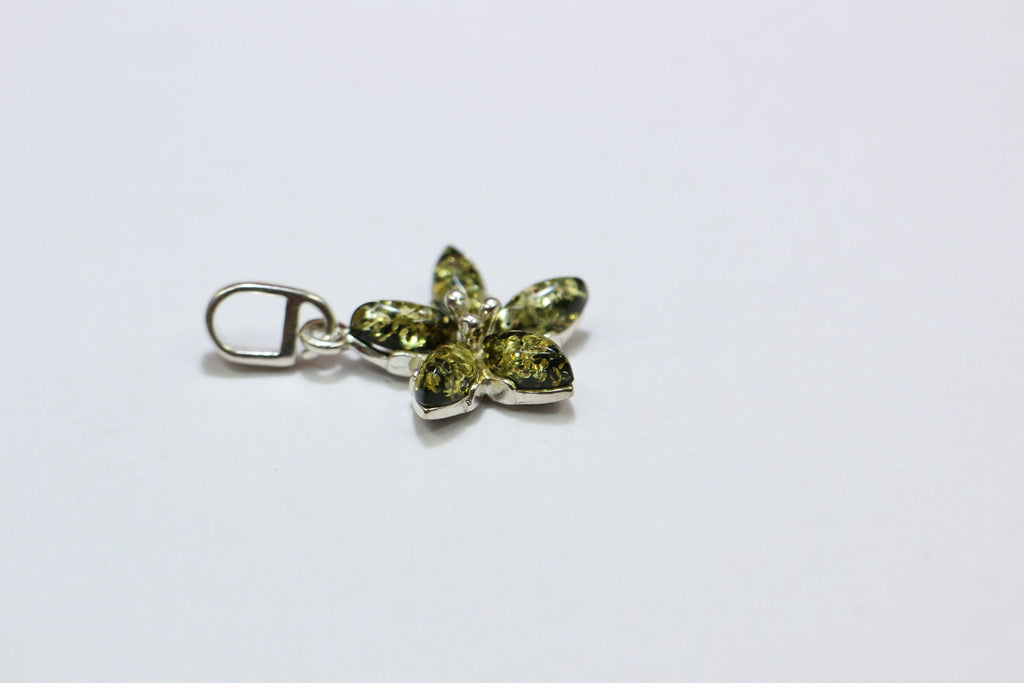 Edler Bernstein Blumen Anhanger 925  Silber Collier Kette BGernstein aus Letland
