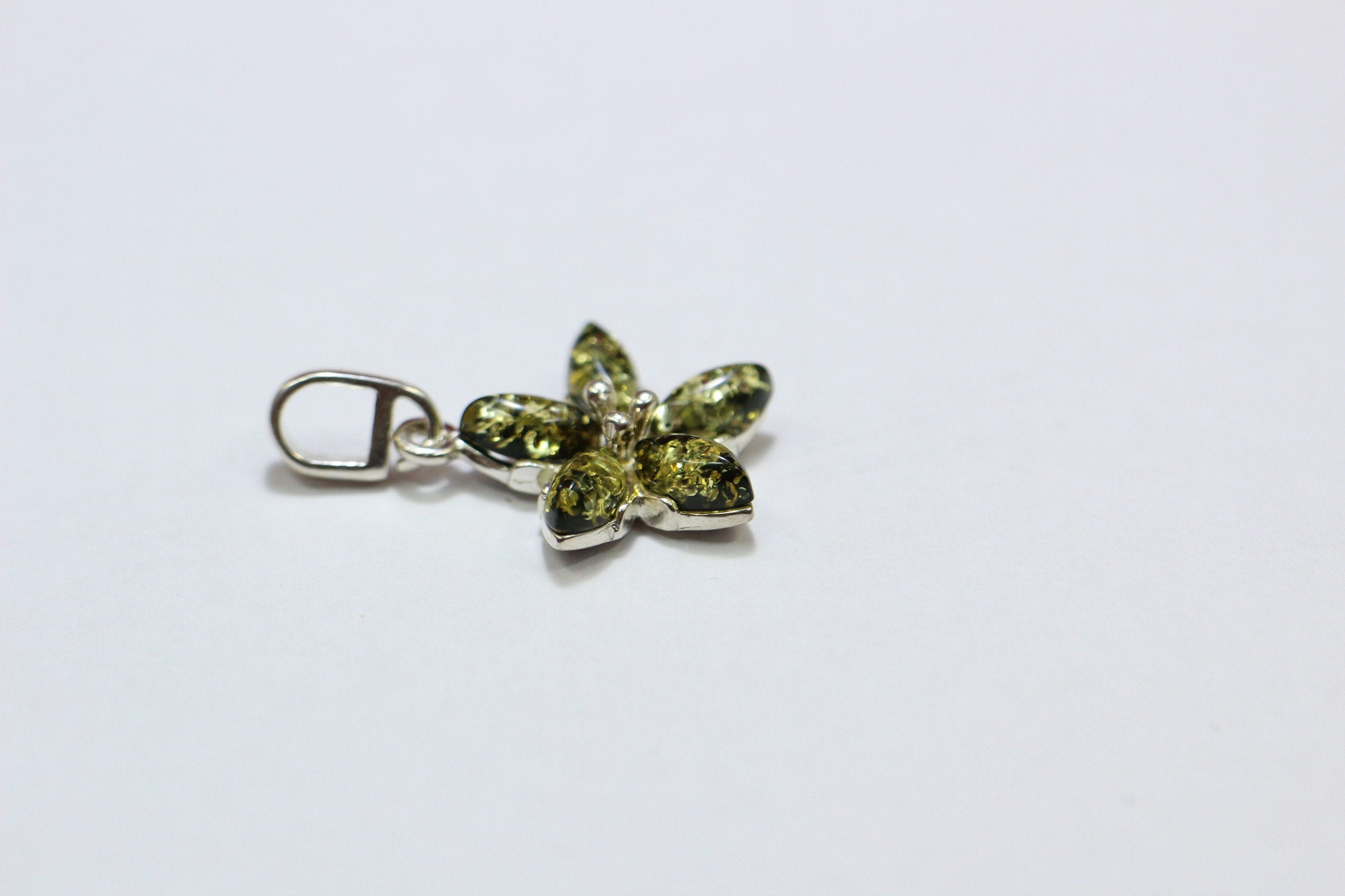 Edler Bernstein Blumen Anhanger 925  Silber Collier Kette BGernstein aus Letland