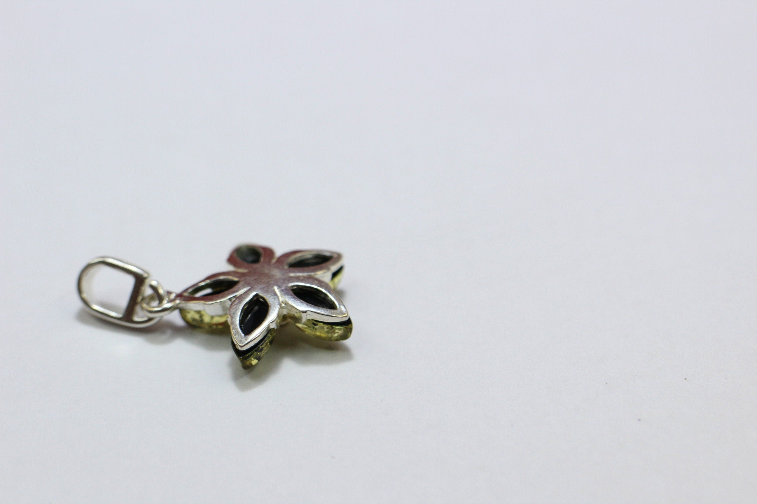 Edler Bernstein Blumen Anhanger 925  Silber Collier Kette BGernstein aus Letland