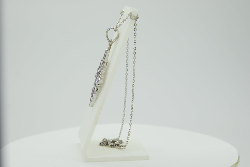 3,7 Carat edler Amethyst Anhanger 925 Silber Collier Kette Amethyst Anhanger