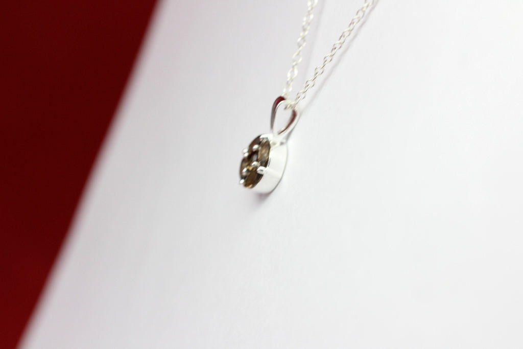 Edler 0,87 Carat Rauchquarz Anhanger 925 Silber Collier Kette Rauchtopas