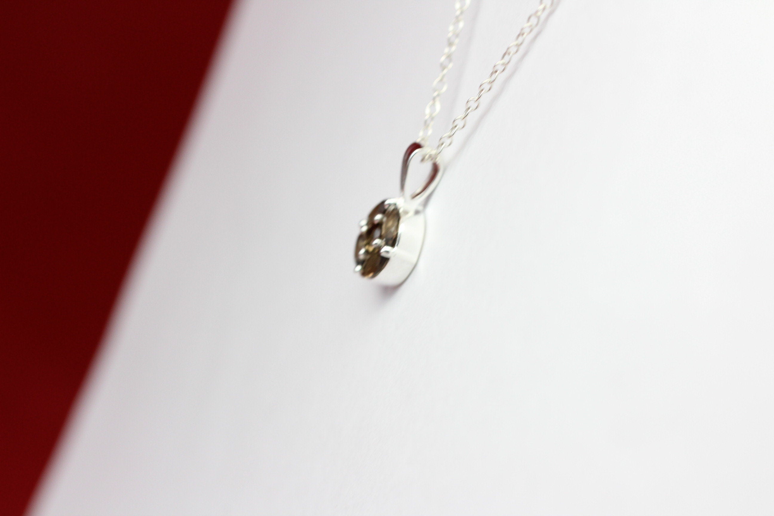 Edler 0,87 Carat Rauchquarz Anhanger 925 Silber Collier Kette Rauchtopas