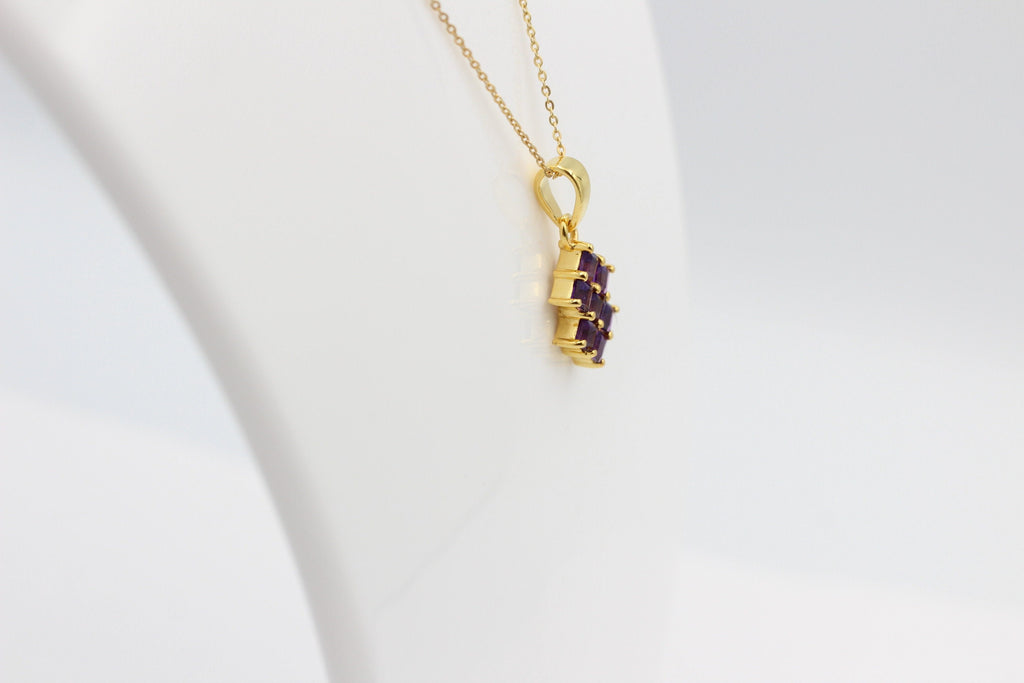 Edler 1,9 Amethyst Anhänger 925 Silber Collier Kette violetter Edelstein verg.