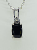 Edler 1,65 Carat schwarzer Spinell Anhanger 925 Silber Collier Kette  Edelstein