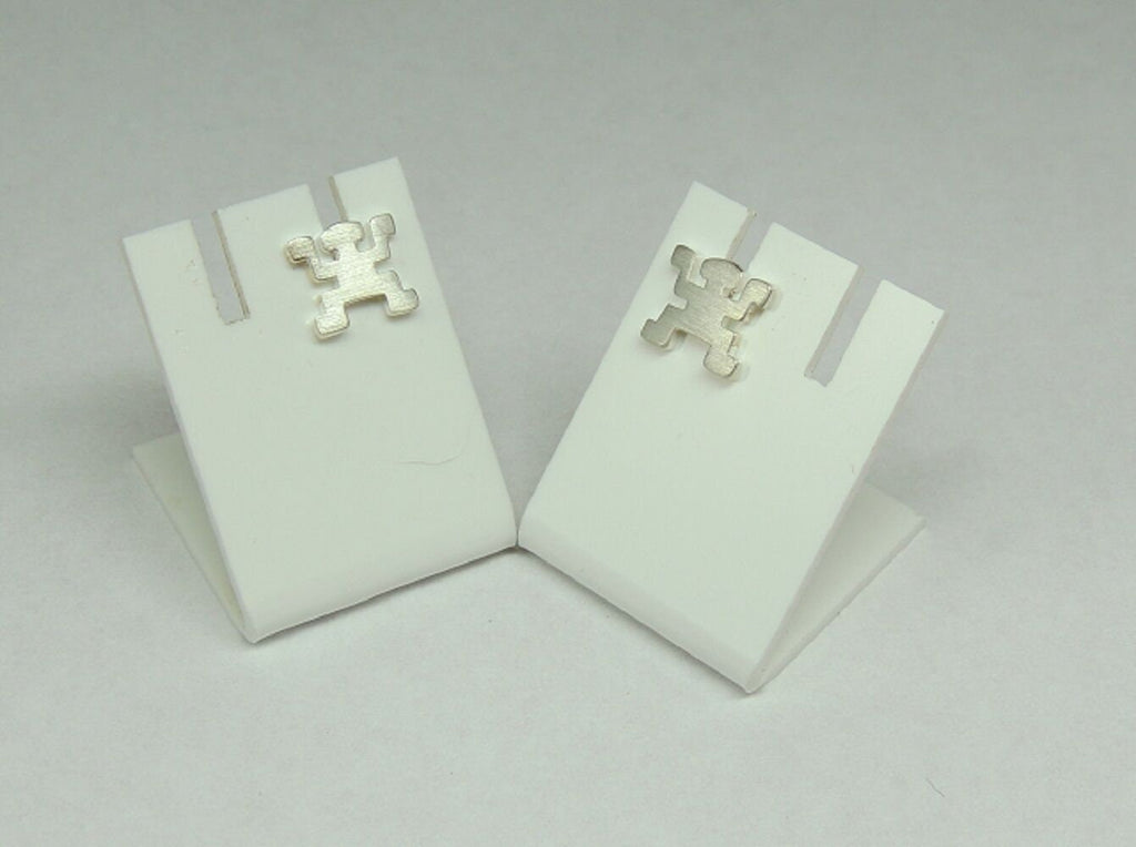Ohrstecker Figur Mann 925 Silber Ohrring  mattiert Unisex SONDERPOSTEN