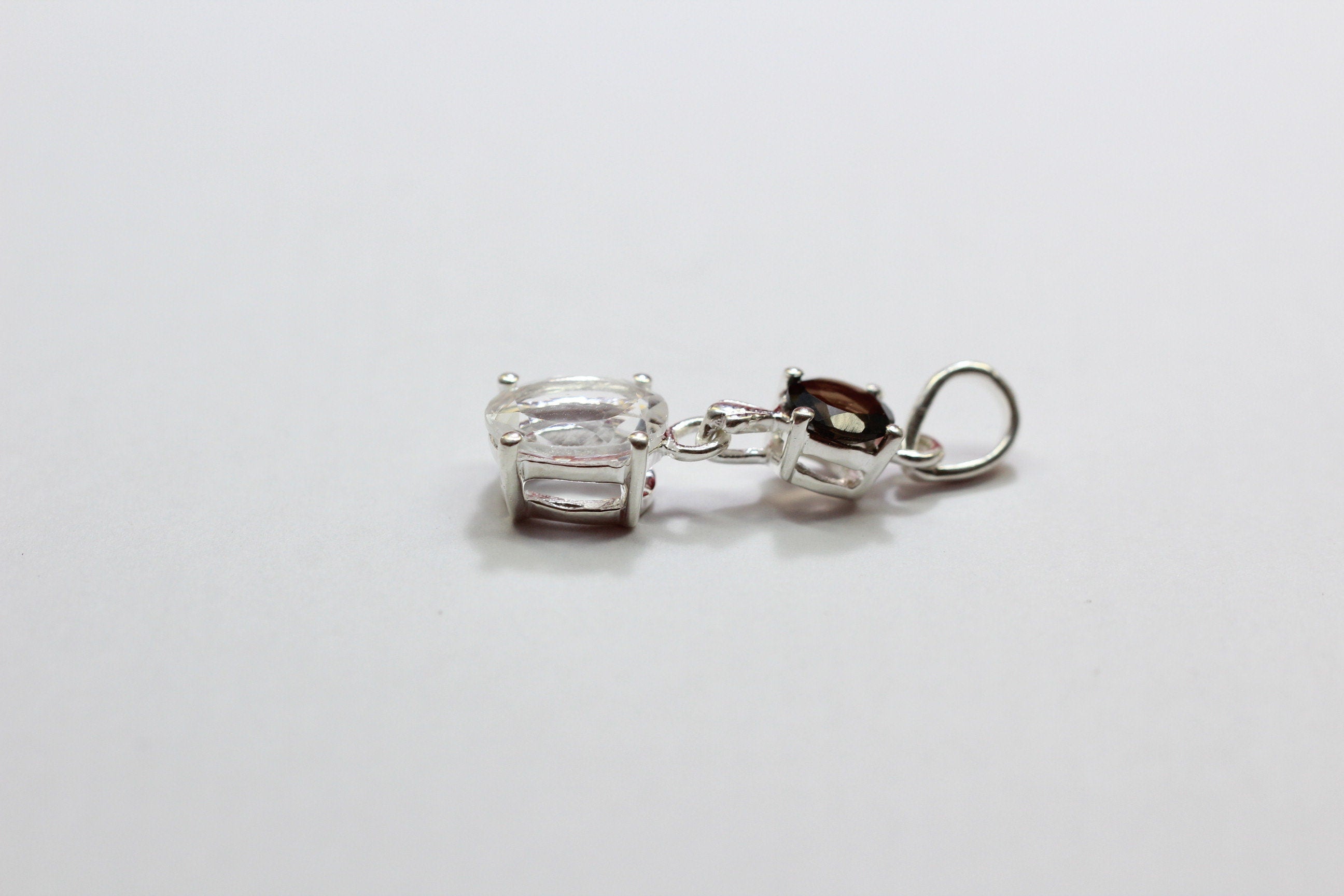 Edler 3,39 Carat weisstopas Rauchquarz Anhanger 925 Silber Collier Kette Topas