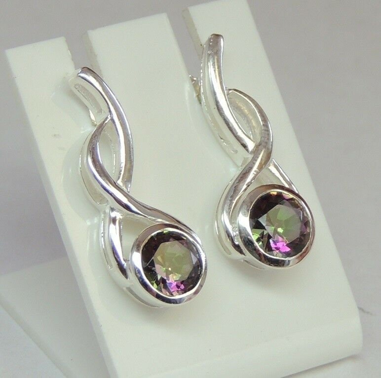Edle 1,38 Carat Mystik Topas Ohrstecker 925 Silber Ohrschmuck Mystictopas