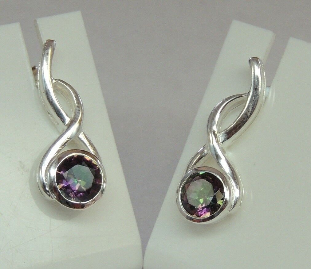 Edle 1,38 Carat Mystik Topas Ohrstecker 925 Silber Ohrschmuck Mystictopas
