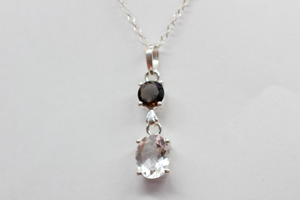 Edler 3,39 Carat weisstopas Rauchquarz Anhanger 925 Silber Collier Kette Topas