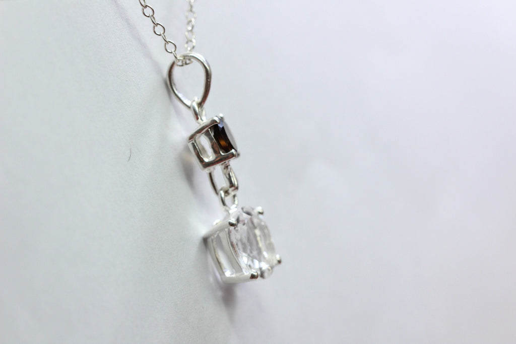 Edler 3,39 Carat weisstopas Rauchquarz Anhanger 925 Silber Collier Kette Topas
