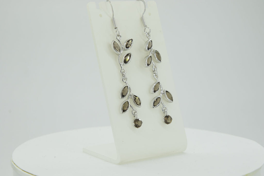 Edle florale 3,6 Carat Rauchquarz Ohrhanger 928 Silber romantische Ohrhanger