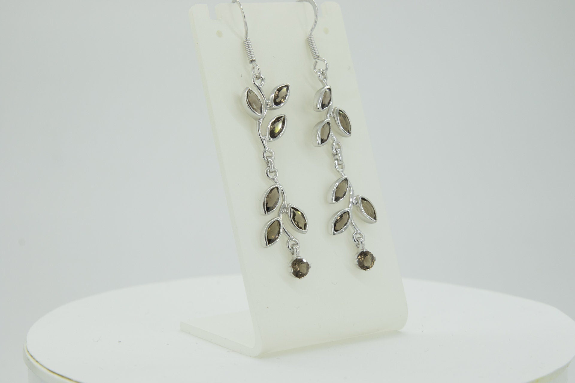 Edle florale 3,6 Carat Rauchquarz Ohrhanger 928 Silber romantische Ohrhanger