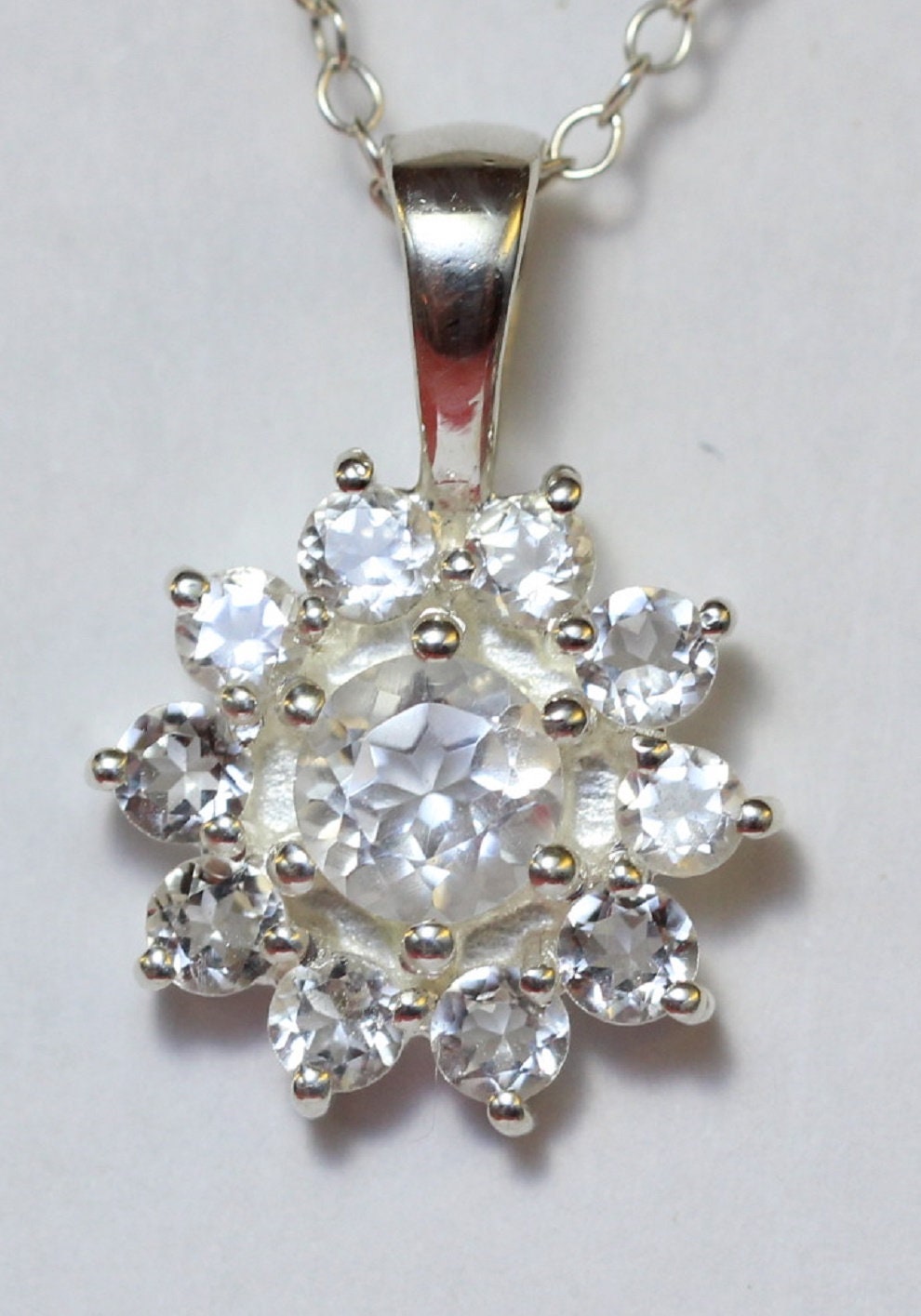Edler 0,7 Carat Bergkristall Anhanger 925 Silber Collier Kette funkelnder Traum
