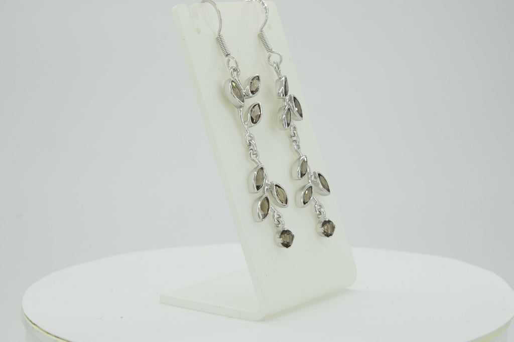 Edle florale 3,6 Carat Rauchquarz Ohrhanger 928 Silber romantische Ohrhanger