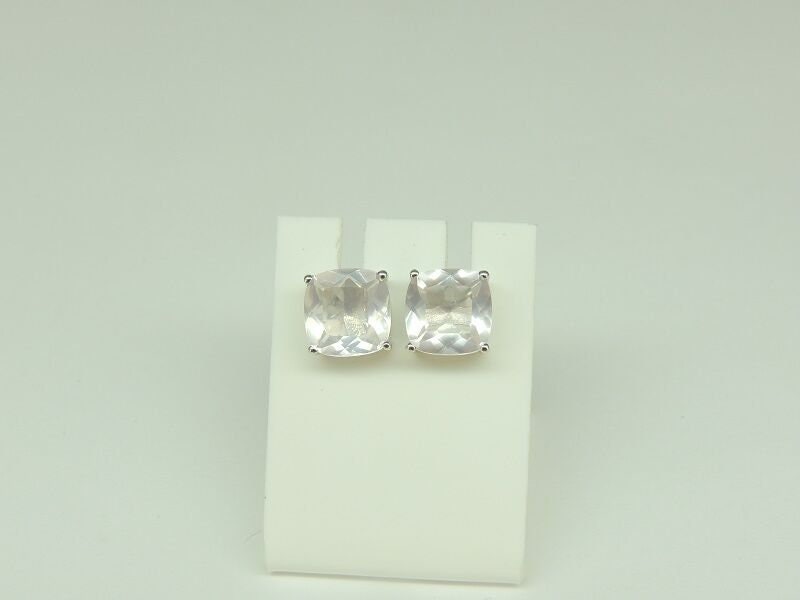 Edle 4,2 Carat Rosenquarz Ohrstecker 925 Silber Top Edel