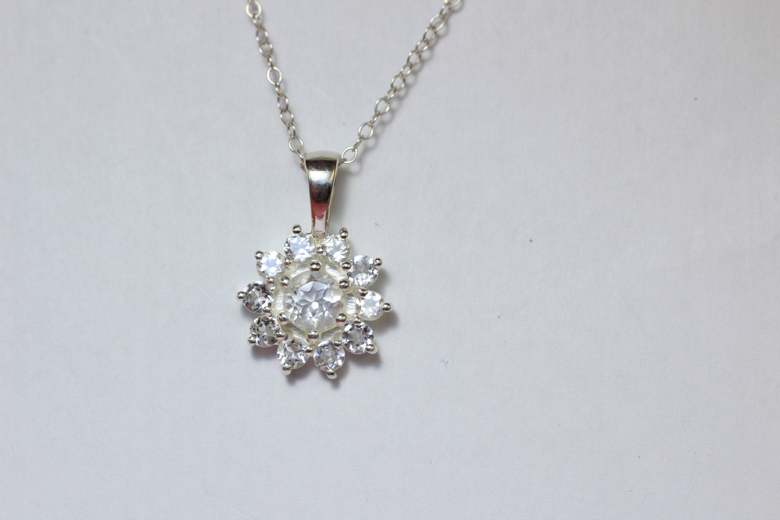 Edler 0,7 Carat Bergkristall Anhanger 925 Silber Collier Kette funkelnder Traum