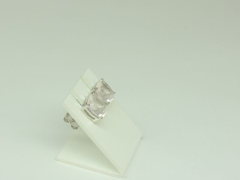 Edle 4,2 Carat Rosenquarz Ohrstecker 925 Silber Top Edel