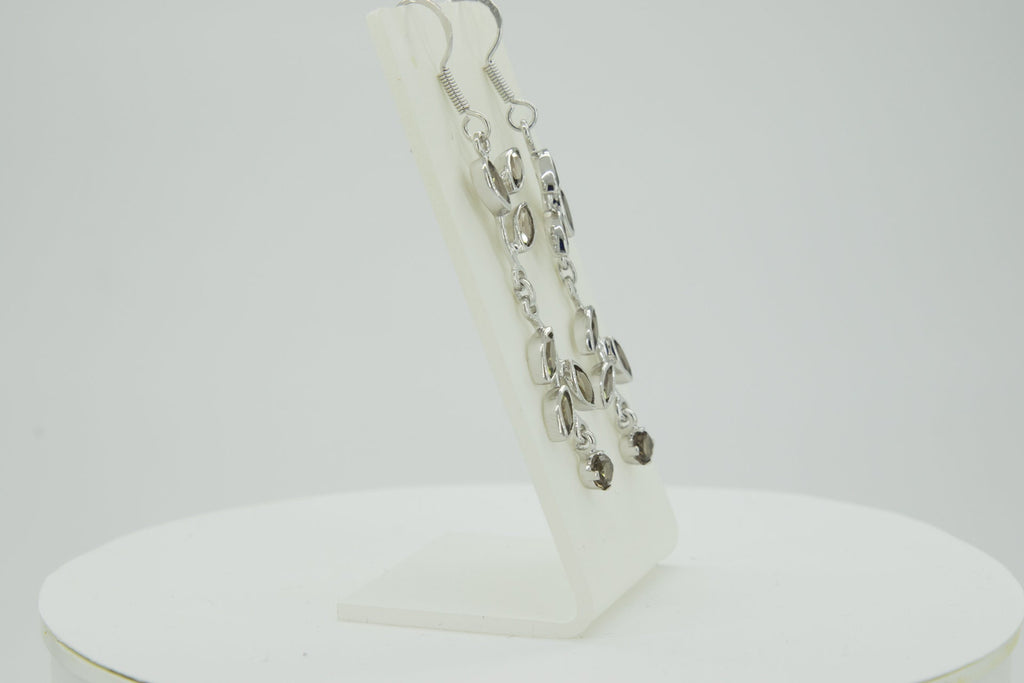 Edle florale 3,6 Carat Rauchquarz Ohrhanger 928 Silber romantische Ohrhanger