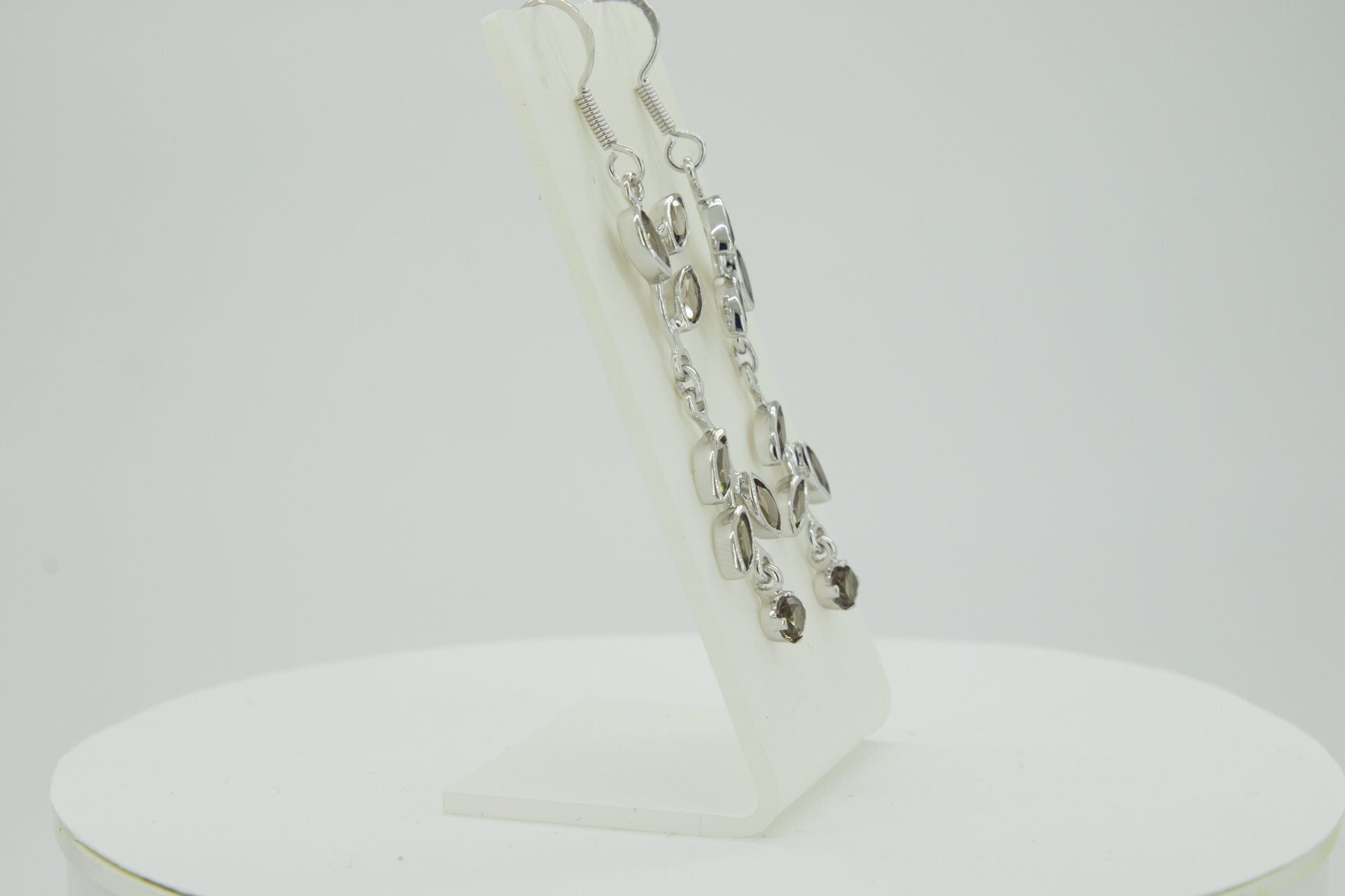 Edle florale 3,6 Carat Rauchquarz Ohrhanger 928 Silber romantische Ohrhanger