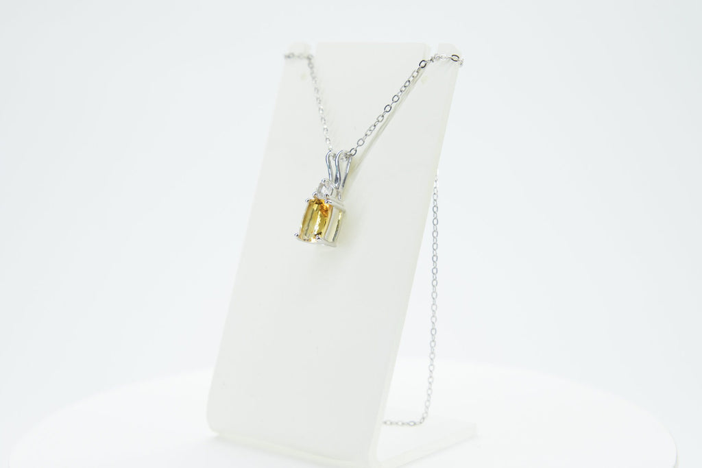 Edler 1,65 Carat Citrin weisstopas Anhanger 925 Silber Collier Kette Edelstein