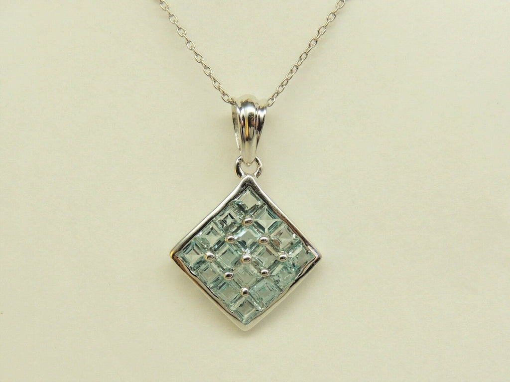 3,04 Carat Designer Anhanger Blautopas 925 Silber  Top Collier Kette