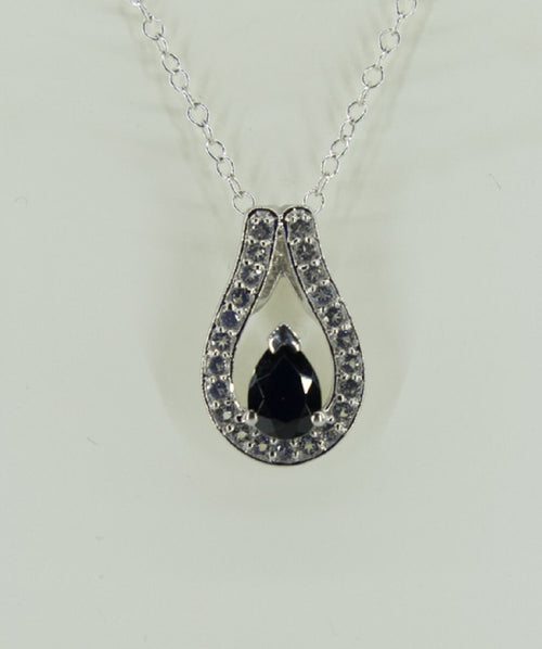 0,65 Carat schwarzer Spinell Anhanger 925 Silber weisstopas 925 Silber Collier