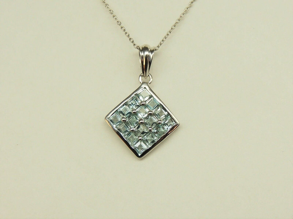 3,04 Carat Designer Anhanger Blautopas 925 Silber  Top Collier Kette