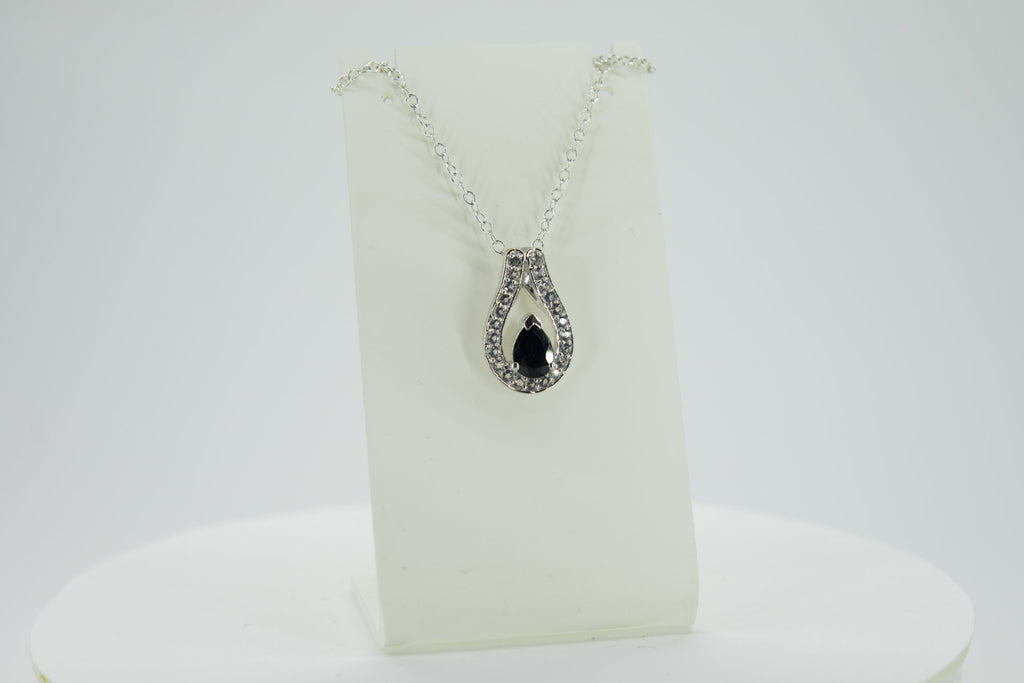 0,65 Carat schwarzer Spinell Anhanger 925 Silber weisstopas 925 Silber Collier