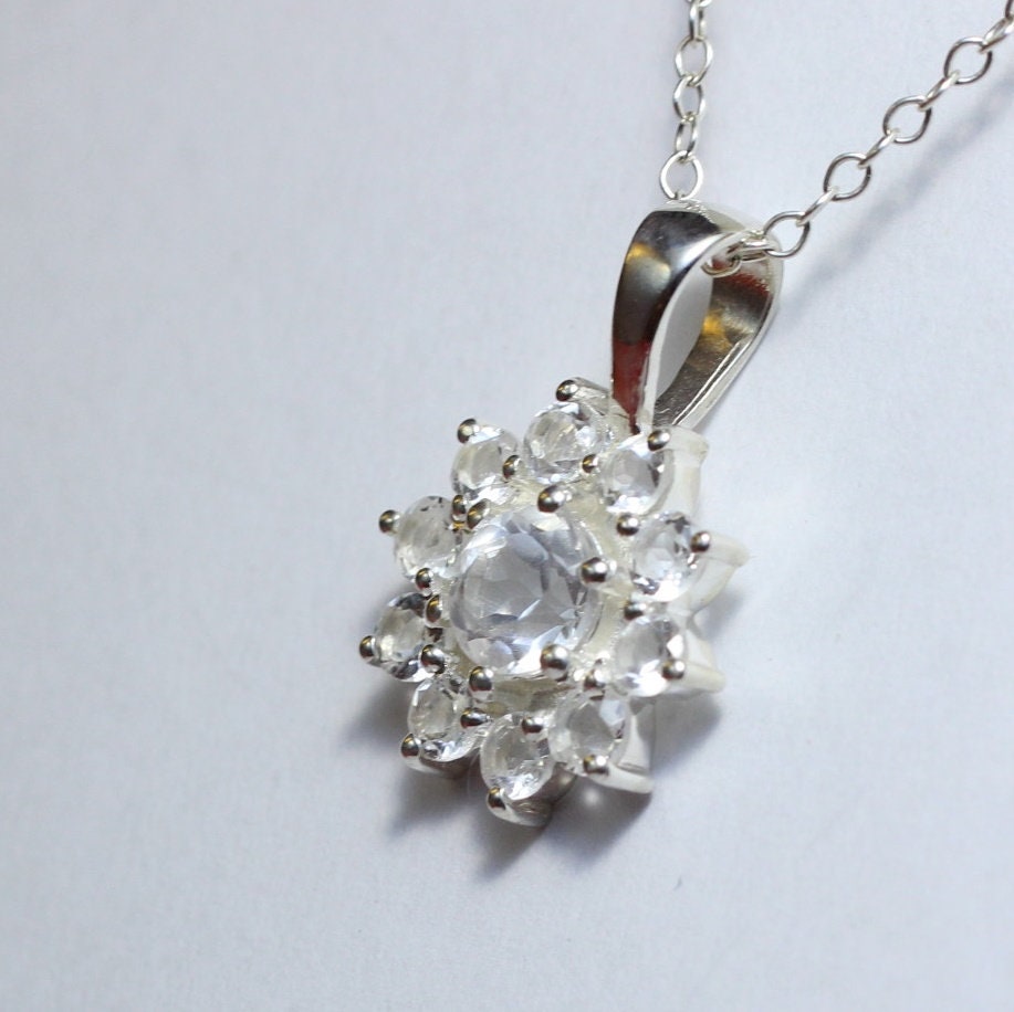 Edler 0,7 Carat Bergkristall Anhanger 925 Silber Collier Kette funkelnder Traum