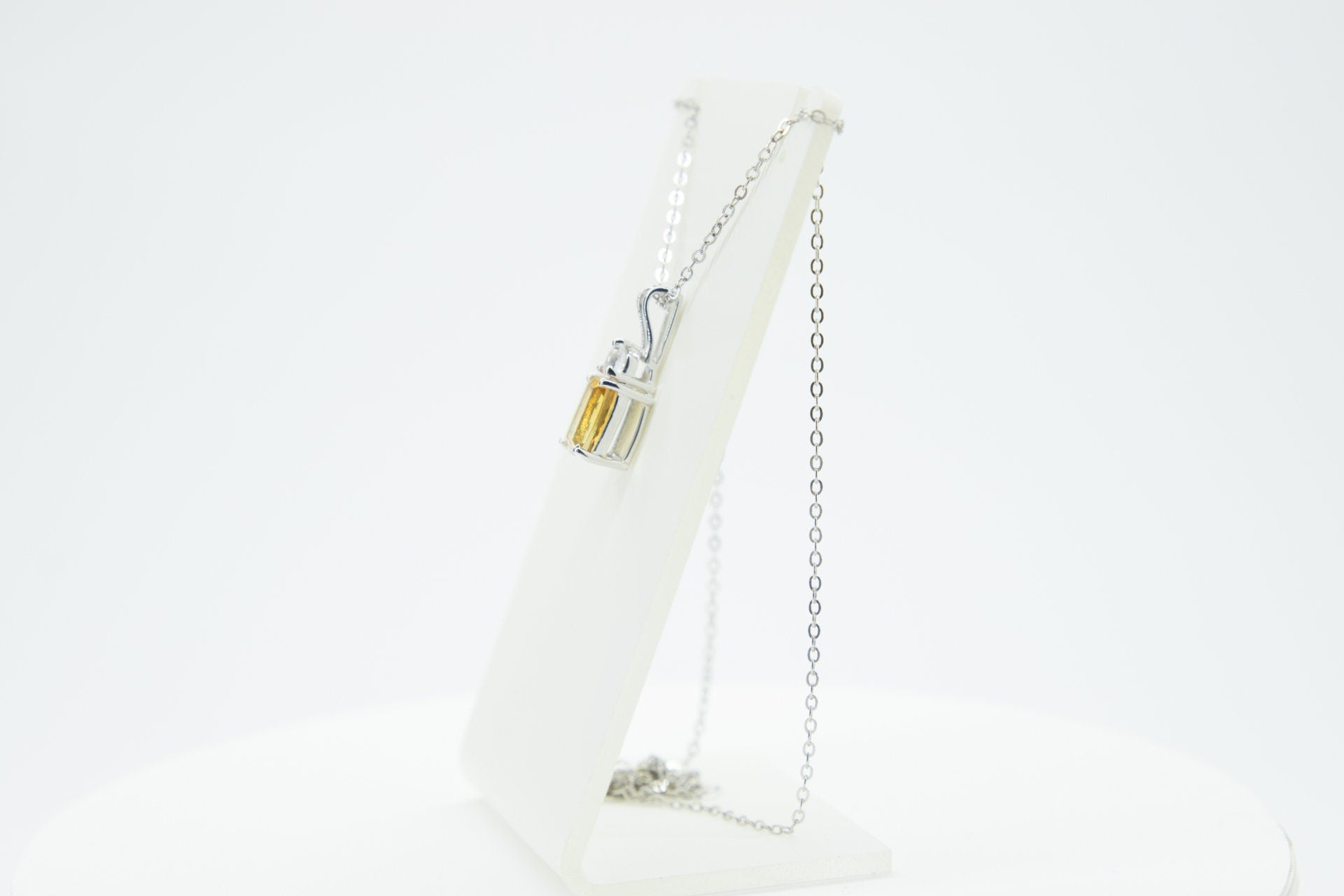 Edler 1,65 Carat Citrin weisstopas Anhanger 925 Silber Collier Kette Edelstein